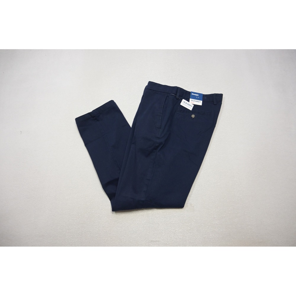 Old Navy Chino Pants Mens 38x32 Navy Blue Straight Built-In Flex Stretch NWT